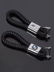 BMW Woven Leather Keychain