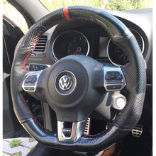 Load image into Gallery viewer, VW Carbon Fibre and Perforated Leather Steering Wheel Cover 3
