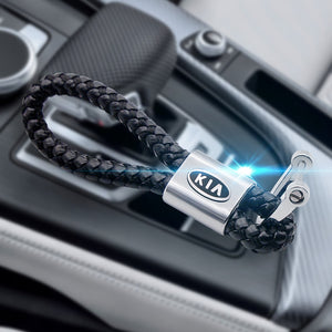 Woven Leather Keychain - KIA