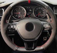 Load image into Gallery viewer, VW Genuine Leather/Alcantara/Carbon Fibre Steering Wheel Cover 2
