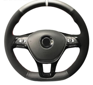 VW Genuine Leather/Alcantara/Carbon Fibre Steering Wheel Cover 2