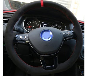 VW Genuine Leather/Alcantara/Carbon Fibre Steering Wheel Cover 2