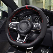 Load image into Gallery viewer, VW Genuine Leather/Alcantara/Carbon Fibre Steering Wheel Cover
