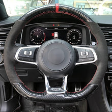 Load image into Gallery viewer, VW Genuine Leather/Alcantara/Carbon Fibre Steering Wheel Cover
