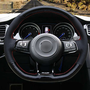 VW Genuine Leather/Alcantara/Carbon Fibre Steering Wheel Cover