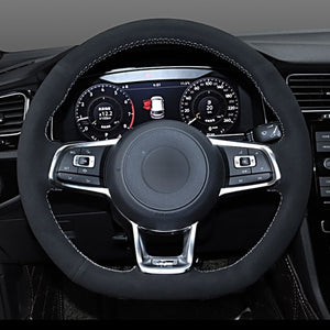 VW Genuine Leather/Alcantara/Carbon Fibre Steering Wheel Cover