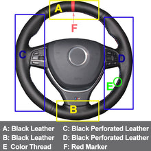 Load image into Gallery viewer, BMW Leather Steering Wheel Cover with Red Marker 5
